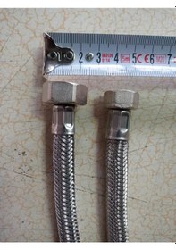 Resim 70 Cm Flex Paslanmaz Çelik Örgülü Bağlantı Hortumu 3/8 1/2 Rekorlu 25 Ad Gümüş 
