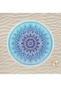 Resim Marte Home Mavi Mandala - Yuvarlak Püsküllü Plaj Havlusu 