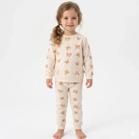 Resim Enza Butik Kız Çocuk %100 Pamuk Yumuşacık Interlok Kumaş Kelebek Desenli Pijama Takımı 3-6 Yaş 