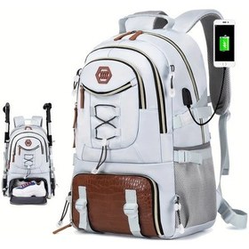 Resim Fochsia 40l Usb Şarjlı Ayakkabı Bölmeli 43.94cm Laptop Cebi Fonksiyonel Sırt Çantası Gümüş Gri Diğer 