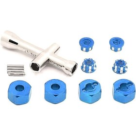 Resim Honmex Alüminyum Mavi 12mm Altıgen Rosetli Tekerlek Hubı, 1/16 Slash E-revo Rc Araçları İçin, Kaydırmayı Azaltır Ve Sabitliği Artırır, 4 Adet 