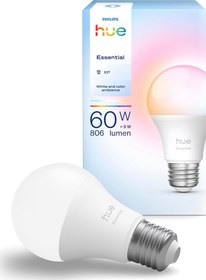 Resim Philips Hue Essential 8W E27 806 Lumen Renkli Akıllı Ampul A60 929004235401 