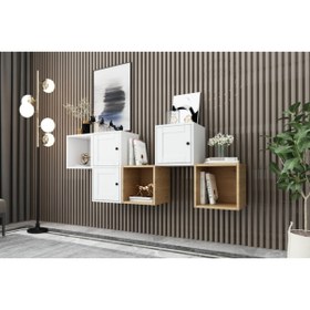 Resim Rafli Kapakli Duvar Rafi Beyaz Mese 170 Cm Dvr-1112 