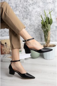 Resim Aymer 5 Punt Karnıyarık Siyah Cilt Stiletto 