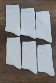 Resim Leement socks Çocuk Okul Çorabı Düz Soket Beyaz 6 Çift Pamuklu Dikişsiz 