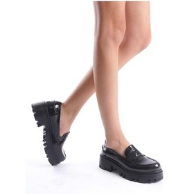 Resim Mubiano Hakiki Deri Collection Kadın Kalın Taban Rugan Loafer Siyah - Mcgvn1012 - S Siyah 