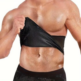 Resim Erkekler için Ayarlanabilir Ter Artırıcı Bel Eğitici Kemer - Siyah Polyester, Sadece Elde Yıkama, Karın Kontrolü ve Antrenman Teri Artırma için Fermuarlı Kapatma, Bel Eğitici Karın Kontrolü 