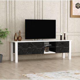 Resim BMdekor Tv Sehpası Rüya Beyaz Mermer Desen 140 Cm 