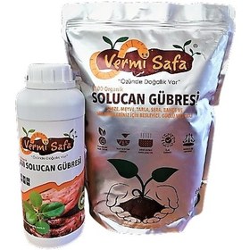 Resim %100 Organik Vermisafa Solucan Gübresi 2 KG Katı + 1 L Sıvı 