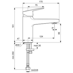 Resim Ideal Standard Ceraplan Lavabo Bataryası 5l/dk Sifon Kumandasız - Bd222aa Krom 