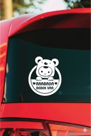 Resim Yalıgraf Reklam Tabela Arabada Bebek Var Sticker Arka Cam Yapıştırma 24x28 cm 