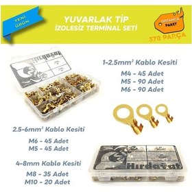 Resim 370 Parça Izolesiz Yuvarlak Tip Kablo Ucu Seti 