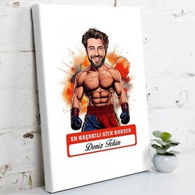 Resim Karikatürlü En Başarılı Erkek Kick Boksçu Kanvas Tablo 
