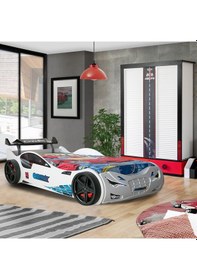 Resim Arabalı Yatak, Süpers Rüzgarlıklı Arabalı Yatak - Kırmızı 1 Adet Comfort Yatak 