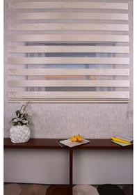 Resim Açık Gri Kendinden Desenli Etek Dilimsiz Ds11747 V3 Zebra Stor Güneşlik Perde 