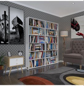 Resim Kenzlife Kitaplık Süper Ga 180 160 19 Byz 6 Katlı 2 Bölme Çift Bölme Opsiyonlu Ofis Mutfak Banyo Dolabı Arkalıksız 