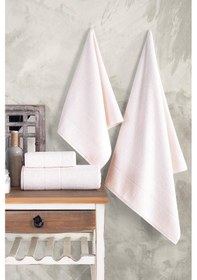 Resim Zeynep Tekstil Royality 50x90 70x140 Cm 4'lü Banyo Havlu Seti, %100 Pamuklu Havlu Takımı Krem 