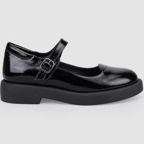 Resim %100 Hakiki Deri Siyah Rugan Kadın Günlük Ayakkabı Siyah 