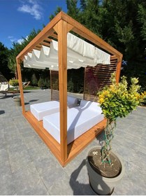 Resim BERZBUĞ LÜKS Ahşap Bahçe Yatak 200wX200dX200h Şezlong 
