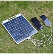 Resim Elmpaly 10w Güneş Paneli Çift Usb Portlu 1 Adet Taşınabilir Güneş Enerjisi Şarj Cihazı Hızlı Şarj 5 10w Akıllı Telefon Mini Fan Kampçılık İçin 