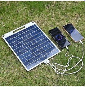 Resim Elmpaly 10w Güneş Paneli Çift Usb Portlu 1 Adet Taşınabilir Güneş Enerjisi Şarj Cihazı Hızlı Şarj 5 10w Akıllı Telefon Mini Fan Kampçılık İçin 