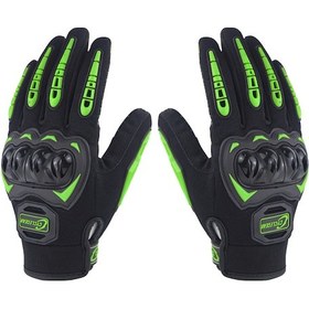 Resim Padalink Siyah Yeşil L Büyüklüğü Moto Atv Eldivenleri, 2 Parmak Dokunmatik Ekran Uyumlu, Nefes Alabilir Ağ Ve Pvc Malzeme, Dört Mevsim Kullanıma Uygun 