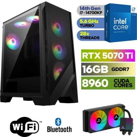 Resim MSI Şafak-Gaming Pc Ddr5-Rtx 5070Tİ 16GB -Intel I7 14700KF – 64 GB Ddr5 Ram – 1 Tb M.2 SSD 5000 4000 – 240MM Sıvı Sogutma -Windows 11 Pro 