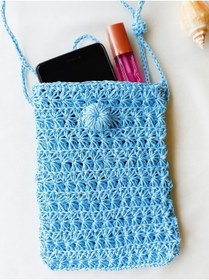 Resim VALAR Yazlık Hasır Çanta / Telefon Çantası Mavi 