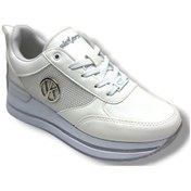 Resim Wickers 2927-26 Cilt Deri Dolgu Topuklıu Anatomik Kadın Sneaker Beyaz Gri Beyaz 