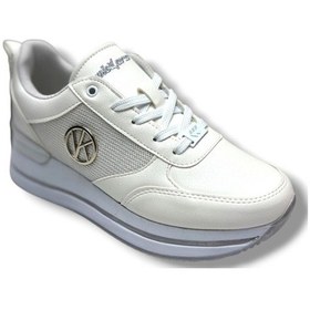 Resim Wickers 2927-26 Cilt Deri Dolgu Topuklıu Anatomik Kadın Sneaker Beyaz Gri Beyaz 