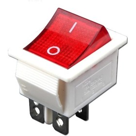 Resim Mr-104b Geniş Kırmızı Işıklı Anahtar On-off 4p Beyaz Kasa Kırmızı 