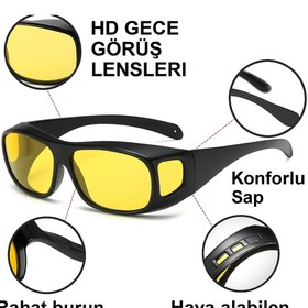 Resim MİNGODAN Sarı Gece ve Gündüz Sürüş Gözlüğü HD Gece Görüşlü, Araba Gözlüğü Göz Kamaştırmayan Sürüş Gözlüğü 