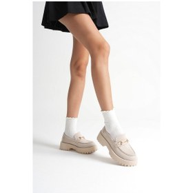 Resim Aral Toka Detaylı Bej Süet Günlük Loafer Ayakkabı Bej Süet 