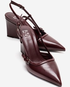 Resim LuviShoes CELIA Bordo Cilt Sivri Burunlu Kadın Dolgu Topuklu Ayakkabı 