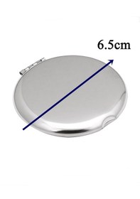 Resim Yuvarlak Mini Metal Ayna - Taşınabilir Makyaj Aynası Metalik Gri 