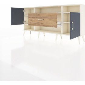 Resim Arges Konsol 5 Raflı Tek Çekmeceli 2 Kapaklı 176x30x83 Aytaşı-antrasit/çam Antrasit/çam 
