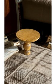 Resim Simillo Home&Living Wooden Ahşap Tekli Mantar Yan Sehpa Modern Tütün Renk Fiskos 