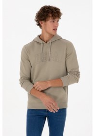 Resim U.S. Polo Assn. Erkek Regular Fit Kapüşonlu Açık Haki Basic Sweatshirt 50315663-VR183 