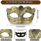 Resim shopwave Altın Renk Eskitme Maskeli Balo Maskesi – Venedik Tarzı Parti Maskesi (5047) 