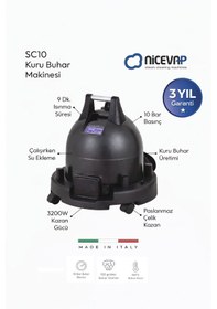 Resim Nice Vap Plutonia SC10 Kuru Buhar Üretebilen 10 Bar Dijital Buharlı Temizleyici 