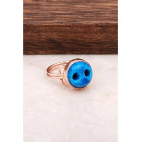 Resim Sümer Telkari Süryani Nazar Boncuğu Rose Gümüş Yüzük 2902 