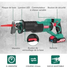 Resim For Lıfe Akülü Saber Testere, 18V Pil Pistonlu Testere, Akülü Elektrikli Testere, Ayarlanabilir Hızlar 0-2800RPM, 4 × Testere Bıçakları, 2AH Ile, 2 × Piller, Ahşap ve Metal Kesmek Için Ideal 