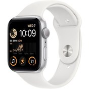 Resim Apple Watch SE 2 GPS 44mm Gümüş Rengi Alüminyum Kasa ve Spor Kordon Akıllı Saat 