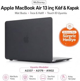 Resim McStorey MacBook Air M1 Kılıf A2337 Uyumlu 13 İnç Mat Sert Kılıf A2179 A1932 Parmak İzi Bırakmayan Koruyucu Hard Case Kapak Siyah 