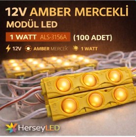 Resim Als-3156a 12v Amber 1 Watt Mercekli Modül Led 100 Adet Sıcak Ve Odaklı Işık Amber 