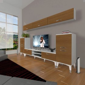 Resim Decoraktiv Eko 9 Mdf DVD Silver Tv Ünitesi Tv Sehpası - Beyaz - Ceviz 
