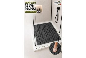 Resim MAİN SHOP Kare Masajlı Silikon Banyo & Duş Kaydırmazı Antrasit Renk M-150 