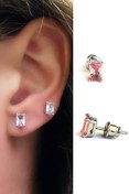 Resim Sky Diamond Pink Morganit Taşlı 925 ayar Gümüş Lüks Tek Taş Küpe 