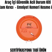 Resim SANSKORE Safe T Syl Flex Araç Içi Güvenlik Acil Durum Kiti Cam Kırıcı Emniyet Kemeri Kesici Aleti(70 X 18MM) 