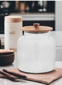 Resim The Mia Madera Kapaklı Saklama Kavanozu 23x20x20 Cm Cam0384 